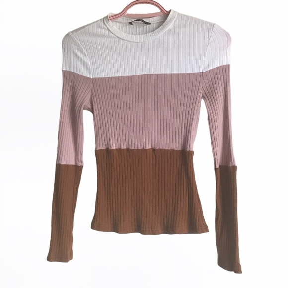SHEIN Colorblock Rib Knit Slim Long Sleeve Small Casual Sweater - Picture 1 of 3